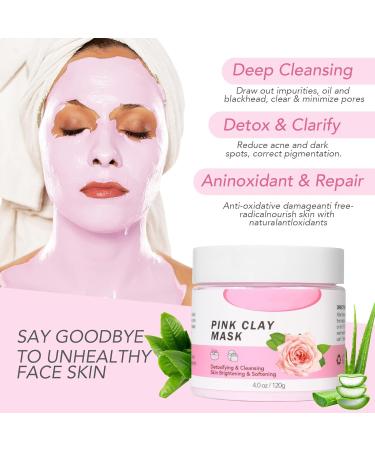 Rose Clay Mask - Mud Mask for Pore Clearing - Face Masks Skincare for Women - Mud Face Mask for Deep Cleansing Refining Pores - Reduce Acne & Dark Spots - Buy Online on GoSupps.com