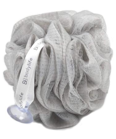 Bodylife Body Buffer Puff Exfoliating Bath & Shower Body Pouf Scrunchie Body Scrubber Grey & White 55g