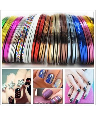 10 Rolls Mixed Colorful Nail Art Striping Tape Lines Width 2mm-Striping Tape for Nail Art-Nail Striping Tape Foil-Nail Striping Tape Thick-Nail Striping Tape with Dispenser-Self-Adhesive DIY Nail Art Tape - Buy Online on GoSupps.com
