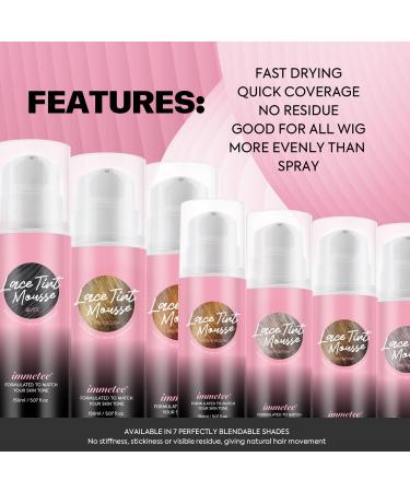 Immetee Lace Tint Mousse for Wigs - Quick Dry No Residue Lace Melting Foam Perfect Skin Tone Match - 150ML/5.07FL OZ (Black - Buy Online on GoSupps.com