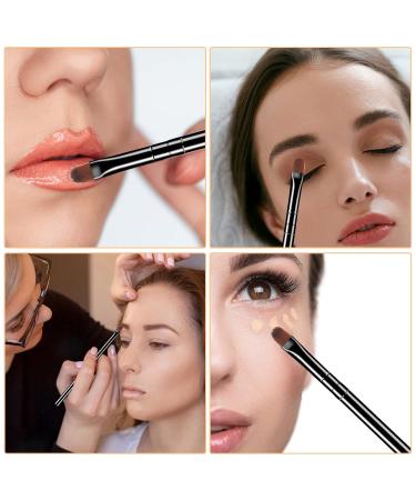 12-Piece Lip Brush Set | Small Flat Concealer & Eyebrow Brushes | Synthetic Fiber Makeup Tools for Eyeshadow & Foundation - Black - Buy Online on GoSupps.com