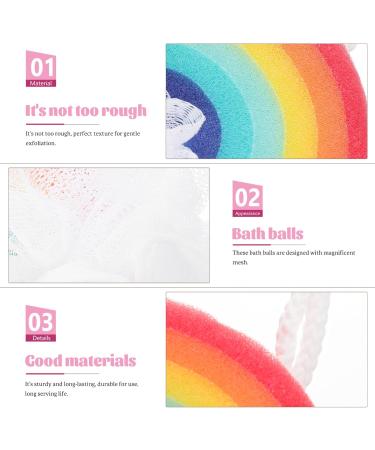 Kisangel Rainbow Bath Balls - 4 Pcs Colorful Bath Sponge & Scrubber - Perfect for Rainbow Parties & Shower Decorations - Buy Online on GoSupps.com