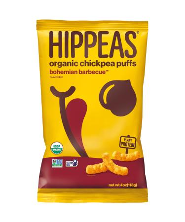 HIPPEAS Organic Chickpea Puffs + Bohemian Barbeque  4 ounce 6 count  Vegan Gluten-Free Crunchy Protein Snacks