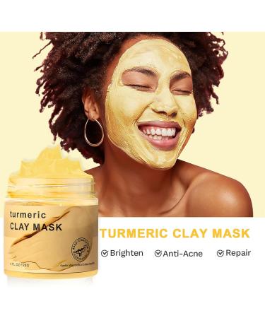 Trendyfave Turmeric Clay Mask - Turmeric Clay Face Mask Controlling Oil Clay Mask For Deep Cleansing Hydrating Face Mask Improve Pore Blemish Acne-Prone & Oily Skin Face Masks skincare 120g - Buy Online on GoSupps.com