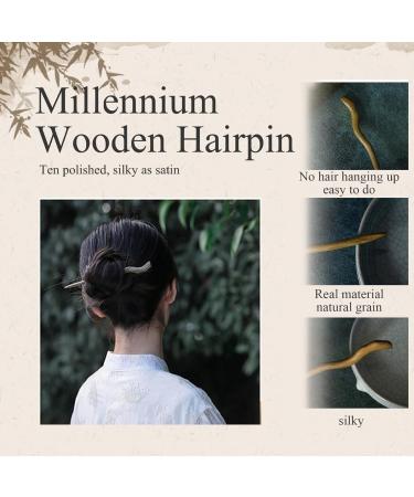 Chinese Hair Pins 8.7" Chinese Wooden Hair Sticks Hair Chopsticks Vintage Hairpins Handmade Hair Pins Wood Hair Accessories For Women Girls Long Curly Hair - Buy Online on GoSupps.com