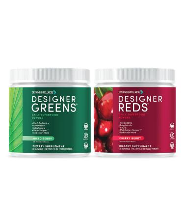 Designer Wellness Designer Greens and Designer Reds Superfood Powders 30 Servings