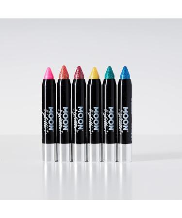 Iridescent Glitter Paint Stick Set - 6 Body Crayons for Face & Body Makeup by Moon Glitter | International Shipping Available - Buy Online on GoSupps.com