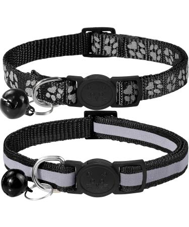 Taglory reflective cat collar with safety clasp and bell 2-piece adjustable collar cat kitten 15-20cm black 15-20cm (2 pack) black - Buy Online on GoSupps.com