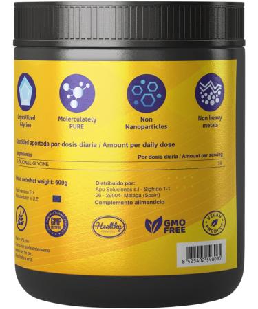 Glycine Premium 600g - 100% Pure Crystallized Vegan Nanoparticle Free Helps Collagen Regeneration Repairing Sleep - Buy Online on GoSupps.com