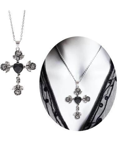 Oralgos Gothic Thorn Rose Cross Necklace - Unique Filigree Jewelry for Elegant Meetings - Buy Online on GoSupps.com