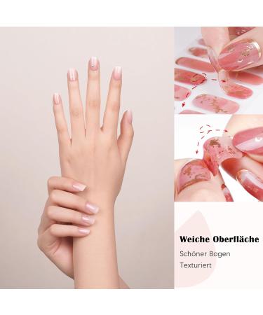 Danni & Toni Half Hardened Gel Nail Foils - Blassrosa Color Mixture with Silver Points | Self-Adhesive UV Gel Nail Wraps - 28 Stickers for Stunning Nail Designs - Buy Online on GoSupps.com