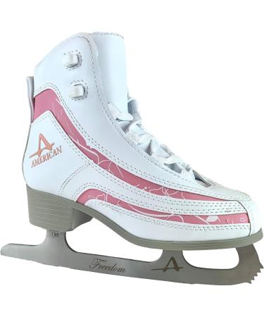 American Athletic Shoe Girl's Soft Boot Ice Skates - Size 3.0 White/Pink Trim - Buy Online on GoSupps.com