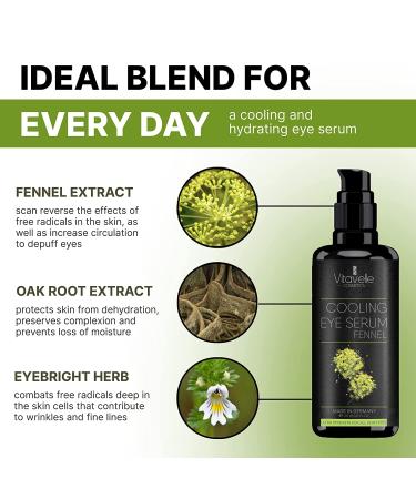 Vitavelle Cooling Eye Serum for Dark Circles & Puffiness - Anti Aging Hydrating Formula with Fennel Extract - 50ml - Buy Online on GoSupps.com