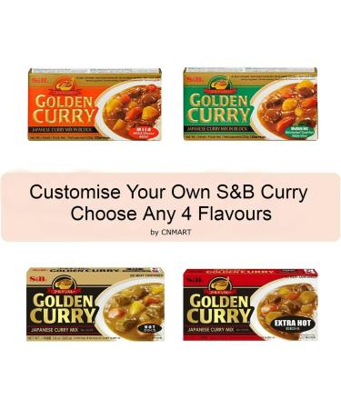 S&B Golden Curry Sauce Mixed Assorted Flavours 220g (Pack of 4) Self Customised - Buy Online on GoSupps.com