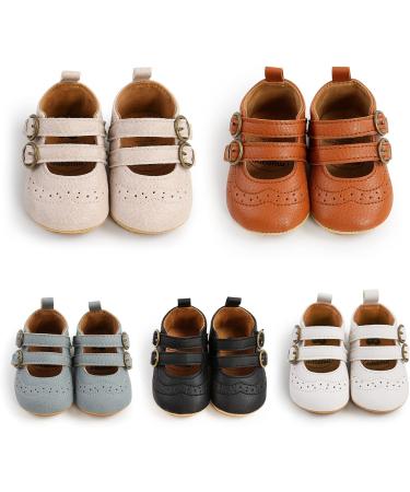 Baby Girls Mary Jane First Walking Shoes | Anti-Slip Princess PU Leather Infant Shoes (0-6 Months) - F Banki - Buy Online on GoSupps.com