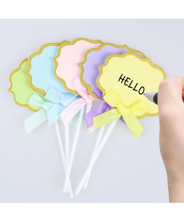 Cupcake Toppers 10 Pieces Paper Writable Cake Toppers for Birthday Baby Shower Party Celebration Cake Desert Decoration Blue Pink Purple Green Yellow - Buy Online on GoSupps.com