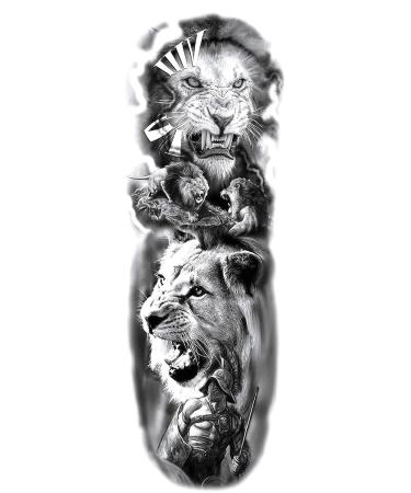 Kotbs Full Arm Temporary Tattoos - 12 Sheets | Fake Sleeve Tattoo Sticker for Halloween Party | Lion Tiger Design | Men Women - Buy Online on GoSupps.com