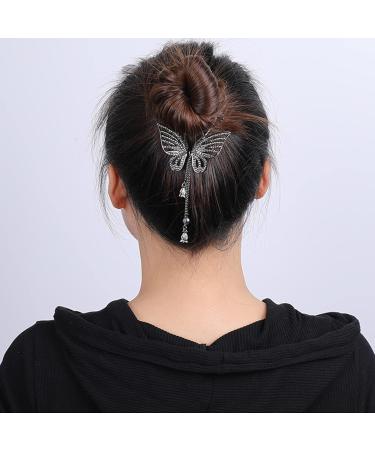 Butterfly Hair Clips for Women Bow Light Luxury Premium Feeling Hairpin Black Bow Hair Pin Sparkling Crystal Stone Braided Hair Clips Tassel Ponytail Buckle Hair Clip for ladies and Girls - Buy Online on GoSupps.com