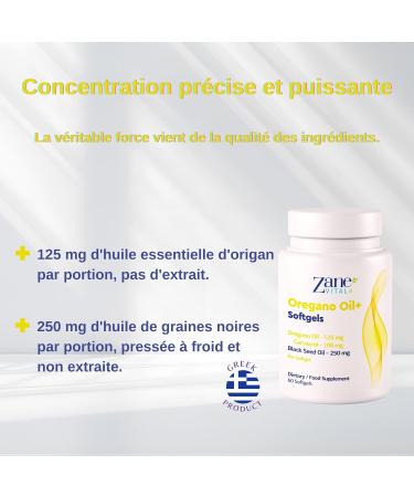 Zane Oregano Oil+ G lules d'huile d'origan et d'huile de nigelle avec carvacrol et thymoquinone Compl ment alimentaire. Sans OGM sans gluten 60 g lules de Zane Vital. - Buy Online on GoSupps.com