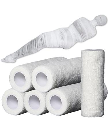 6 Rolls Halloween Mummy Bandage Wrap for Party Photo Zombie Stretch Self Adherent Cohesive Wrap Rolls Athletic Gauze Bandage Tape for Women Men Cosplay Costume Wrap Halloween Decoration Accessories