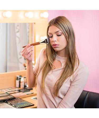 Flat Top Makeup Brush Flat Top Foundation Brush | Wood Handle Concealer Brush | Professional Contour Brush for Face Makeup Tools Liquids Cream Powder Blending Buffing - Buy Online on GoSupps.com