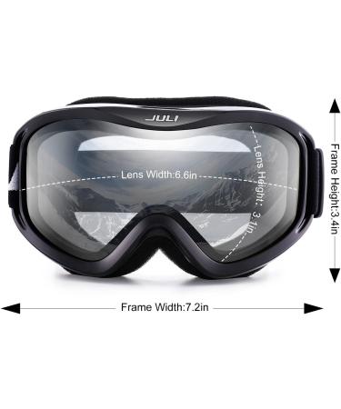 Juli Ski Goggles - Black Frame with Clear Lens (VLT 83%) for Men and Women - Ideal for Snowboarding, Skiing, Snowmobiling, and Skating - Adults - Buy Online on GoSupps.com