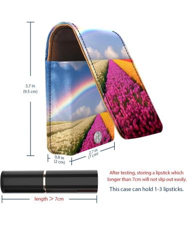 Travel Lipstick Organizer Case - Portable Makeup Bag with Mirror | Spring Flower Rainbow Design - Buy Online on GoSupps.com