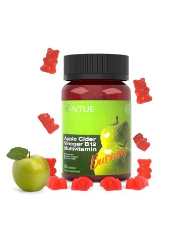 Montue Apple Cider Vinegar Gummies B12 Multivitamin,ACV Supplement Gummy Vitamins,Vegetarian Supplement for Women & Men,Non GMO,Support Normal Energy Levels & Gut Health 30 Gummies (30)
