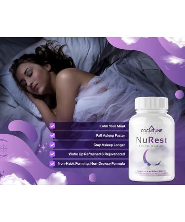 CogniTune Natural Sleep Aid for Adults - Herbal Sleep Aid Supplement - Non-Drowsy Formula with Melatonin, Valerian Root, Lemon Balm, Chamomile, GABA & More Original - Buy Online on GoSupps.com