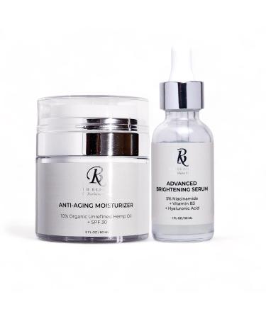 RB Beauty Day Combo - Advaned Brightening Serum + Anti-Aging Mosturizer. Niacinamide -Hyaluronic Acid + Hemp Seed Oil - White Willow Barck Extract