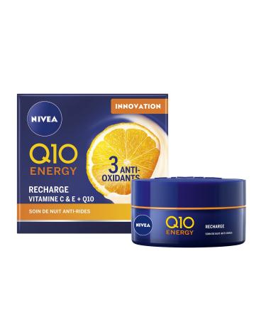 NIVEA Night Care Q10+C Energy Pot (1 x 50 ml) Night cream enriched with Q10 and Vitamins Anti-aging care for firmer and visibly younger skin