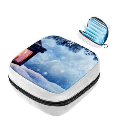 GIAPB Sanitary Napkin Storage Bag Period Bag Tampon Bag Makeup Bag Pad Pouch Winter Scenery Color3995