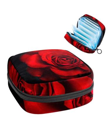 Menstrual bags storage bags for women's bandages portable menstrual pillows zipper bags bags feminine menstruation first period for girls women red roses Flowers Flower Pattern3881