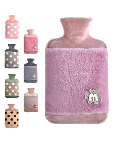 Hot Water Bottle with Cover 1.8L Large Rubber Hot Water Bottle for Relieving Menstrual Cramps Neck Shoulder Back Stomach Pain Warming Hands and Feet 1.8L-Purple letters