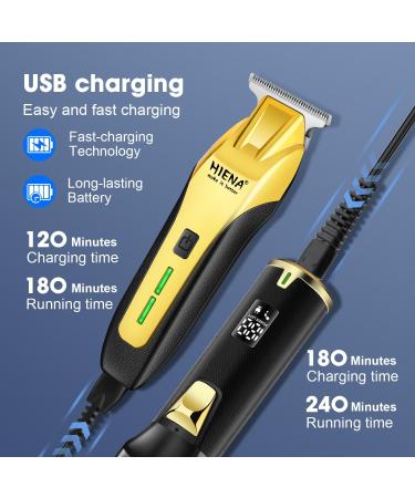 HIENA PRO Professional Barber Kit Hair Clippers Set for Men Hair Cutting Set Rechargeable Cordless Clippers and Trimmers Set Hair Cutting Kit with LED Display USB Charging Gifts for Men Black - Buy Online on GoSupps.com