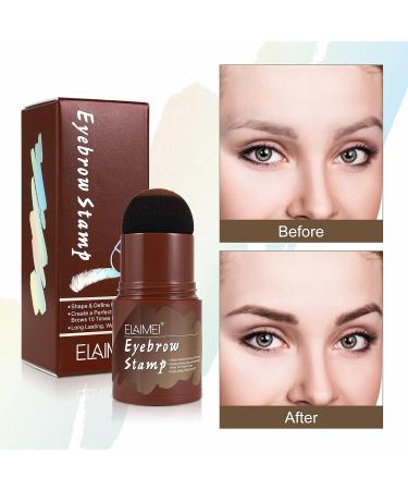 Eyebrow Stamp Template Set - 24 Reusable Brow Stencils & Brushes for Perfect Brow Shapes | Dark Brown - Buy Online on GoSupps.com