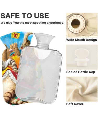 Naanle Funny Cats Hot Water Bottle | 2L Handfoots Heating Bag for Pain Relief & Cold Therapy - Transparent Design - Buy Online on GoSupps.com
