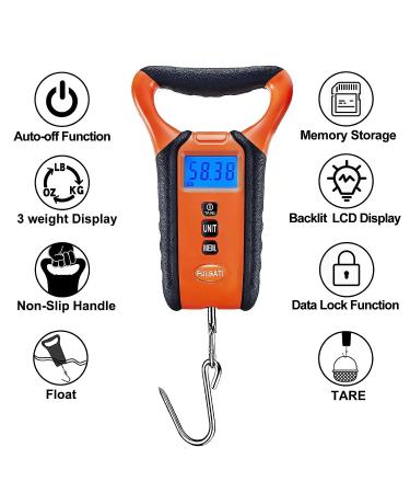 Waterproof Fish Scale Floating Fishing Scale with Lip Gripper - 110lb/50kg, Backlit LCD Display, Memory Storage & Summation - Perfect Fishing Gift for Men - Buy Online on GoSupps.com