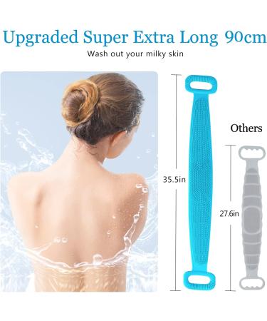 Inmorven 35.5 Silicone Back Scrubber Shower Brush for Men and Women - Long Lasting Exfoliating Body Brush (Blue) - Buy Online on GoSupps.com