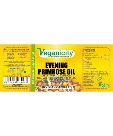Veganicity Evening Primrose Oil 500mg (10% GLA) | Omega-6 Plant Supplement | 90 Vegan Capsules in 99% Recycled Pot - Buy Online on GoSupps.com