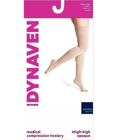 SIGVARIS Women's DYNAVEN Thigh-High Compression Stockings 20-30mmHg - Large Short Light Beige (Crispa) - Buy Online on GoSupps.com