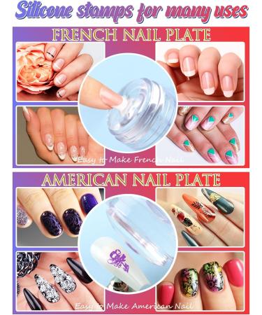 EBANKU French Manicure Kit: 6 PCS Stickers, Rotated Nail Stamper, Silicone Stamper Heads, Scraper - DIY Manicure Tools - Buy Online on GoSupps.com
