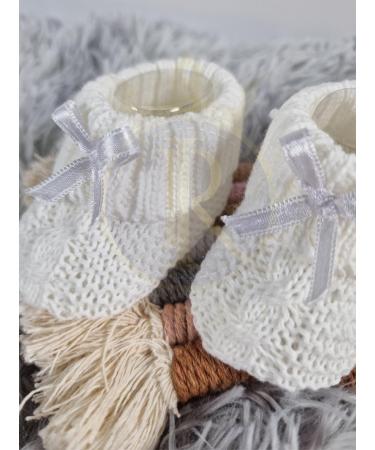 Royal Icon Newborn Baby Booties with Bow | Soft Knitted Bootees for 0-3 Months | White RI354 - Buy Online on GoSupps.com