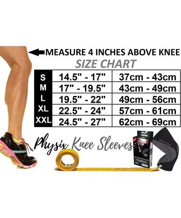 Physix Gear Sport Knee Support Brace - Non-Slip Compression Sleeve for Knee Pain - Medium 17-19.5 - Black/Grey - Buy Online on GoSupps.com