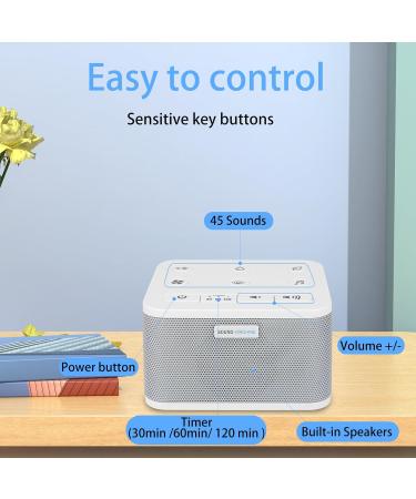 Bigmonat White Noise Sleep Aid - 45 Natural Soothing Noises Memory & Timing Functions AC Adapter - Improve Insomnia & Sleep Quality - Buy Online on GoSupps.com