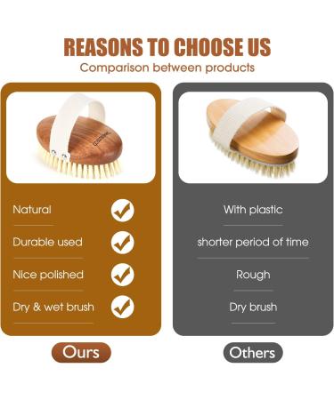 Acacia Wood Body Brush with Boar Bristles | Wet and Dry Bath Brush for Exfoliation, Lymphatic Drainage, and Circulation - Buy Online on GoSupps.com