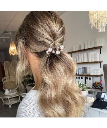 4 Pcs Women's Hair Bobbles Beads Hair Accessories Hair Ropes Strong Elastic Stretchy Pearl Crystal Hair Bun Ropes Ties Hair Ponytail Scrunchies Bands Holder Bracelet Hair Clips for Women Girls - Buy Online on GoSupps.com