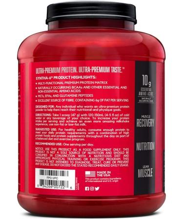 BSN SYNTHA-6 Whey Protein Powder - Strawberry Milkshake, 48 Servings - Buy Online on GoSupps.com