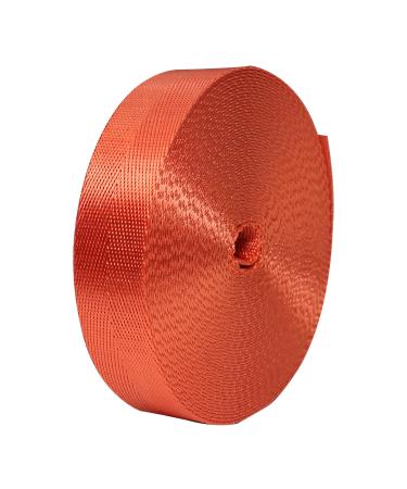 Devobunch 1 Inch Nylon Webbing Strap, Heavy Duty Nylon 10|25 Yard Webbing Roll, Durable Nylon Strapping for Indoor or Outdoor Gear, DIY Crafting, Repairing, 15 Vibrant Colors Dark Orange 10 Yard