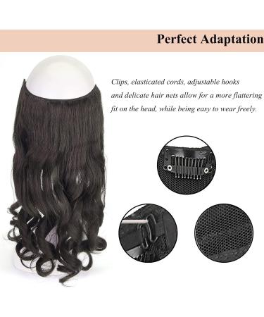 Cybelleza 18inch Long Curly Hair Extension Invisible Secret Wire Crown Hair Extensions Clip in One Piece Wavy Natural Synthetic Hairpiece for Women (Dark Brown) 18" - Curly Dark Brown - Buy Online on GoSupps.com